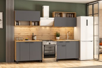 Кухонный гарнитур Монако 2000 мм графит (СВ) в Екатеринбурге - mebel-e96.ru