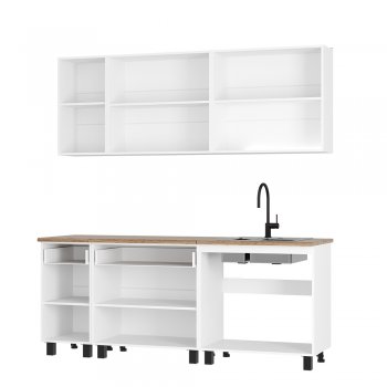 Кухонный гарнитур Монтана 2000 мм белый/графит (БТС) в Екатеринбурге - mebel-e96.ru