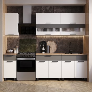 Кухонный гарнитур Монтана 2000 мм белый/графит (БТС) в Екатеринбурге - mebel-e96.ru