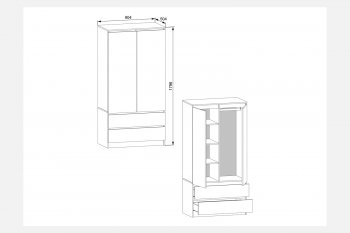 Шкаф 900 мм с антресолью Мори графит (ДСВ) в Екатеринбурге - mebel-e96.ru