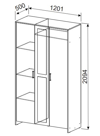 Шкаф распашной 1200 мм Дольче (СВ) в Екатеринбурге - mebel-e96.ru