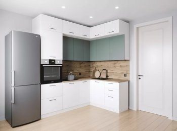 Кухонный гарнитур угловой Муссон 2200*1700 мм (Санвут) в Екатеринбурге - mebel-e96.ru