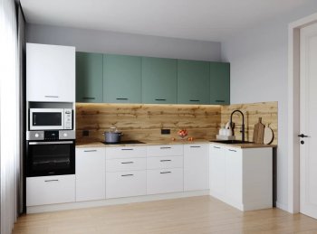 Угловой кухонный гарнитур Муссон 3200*1400 мм (Санвут) в Екатеринбурге - mebel-e96.ru