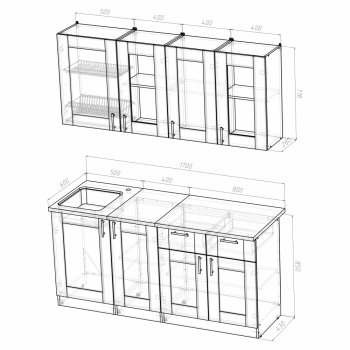 Кухонный гарнитур Ника демо 1700 мм (Герда) в Екатеринбурге - mebel-e96.ru