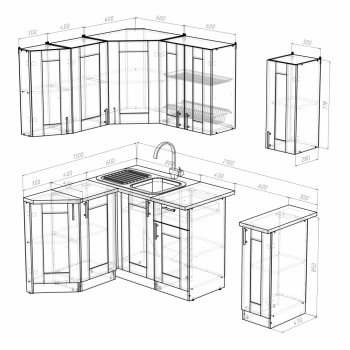 Кухонный гарнитур Ника литл 1500х1300 мм (Герда) в Екатеринбурге - mebel-e96.ru