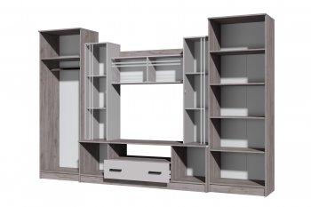 Стенка Николь-2 крафт серый/кашемир (Зарон) в Екатеринбурге - mebel-e96.ru