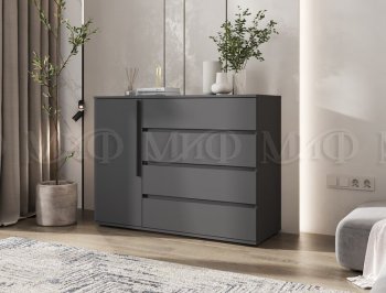 Комод 1 дверь 4 ящика (1200) Норд, графит (Миф) в Екатеринбурге - mebel-e96.ru
