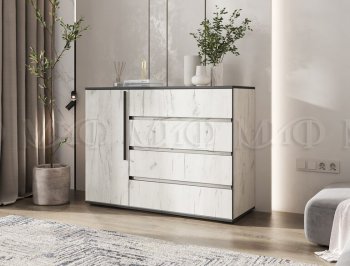 Комод 1 дверь 4 ящика (1200) Норд, крафт белый (Миф) в Екатеринбурге - mebel-e96.ru