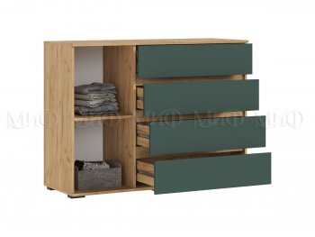 Комод 1 дверь 4 ящика (1200) Норд, крафт/изумруд (Миф) в Екатеринбурге - mebel-e96.ru