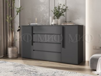 Комод 2 двери 4 ящика (1600) Норд, графит (Миф) в Екатеринбурге - mebel-e96.ru