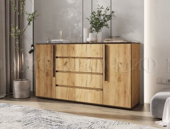 Комод 2 двери 4 ящика (1600) Норд, крафт (Миф) в Екатеринбурге - mebel-e96.ru