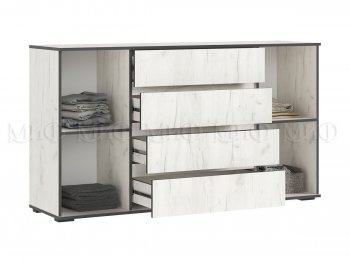 Комод 2 двери 4 ящика (1600) Норд, крафт белый (Миф) в Екатеринбурге - mebel-e96.ru