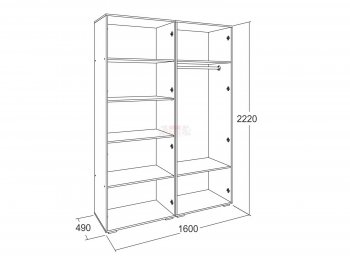 Шкаф 1600 мм Ольга-17 в Екатеринбурге - mebel-e96.ru