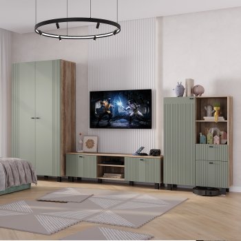 Стенка Олива комп.3 эвкалипт софт (БТС) в Екатеринбурге - mebel-e96.ru