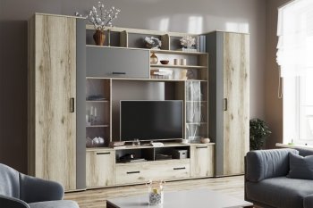 Гостиная Оскар-18-2 дуб делано/графит (Текс) в Екатеринбурге - mebel-e96.ru