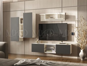 Стенка Оскар крафт белый/графит (Миф) в Екатеринбурге - mebel-e96.ru
