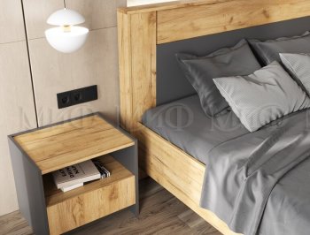 Кровать парящая Остин крафт/графит (Миф) в Екатеринбурге - mebel-e96.ru