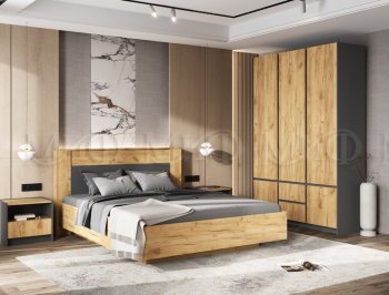 Кровать парящая Остин крафт/графит (Миф) в Екатеринбурге - mebel-e96.ru
