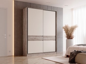 Шкаф-купе 1800 мм Роджина крафт серый/кашемир (Миф) в Екатеринбурге - mebel-e96.ru