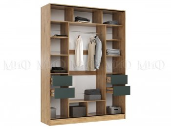 Шкаф-купе 1800 мм Роджина крафт/изумрудный (Миф) в Екатеринбурге - mebel-e96.ru