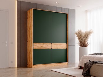 Шкаф-купе 1800 мм Роджина крафт/изумрудный (Миф) в Екатеринбурге - mebel-e96.ru | фото