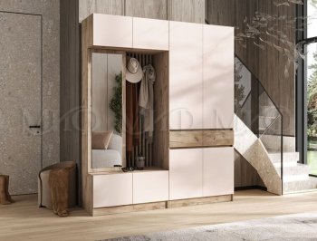 Прихожая Роджина крафт серый/кашемир, модульная (Миф) в Екатеринбурге - mebel-e96.ru