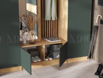 Прихожая Роджина крафт/изумруд, модульная (Миф) в Екатеринбурге - mebel-e96.ru