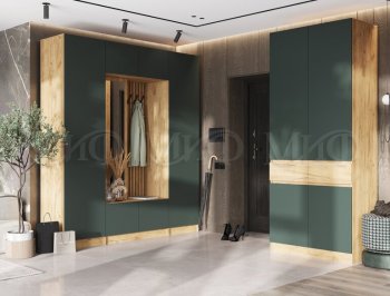Прихожая Роджина крафт/изумруд, модульная (Миф) в Екатеринбурге - mebel-e96.ru