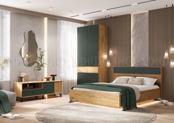 Спальный гарнитур Роджина крафт/изумрудный, модульный (Миф) в Екатеринбурге - mebel-e96.ru