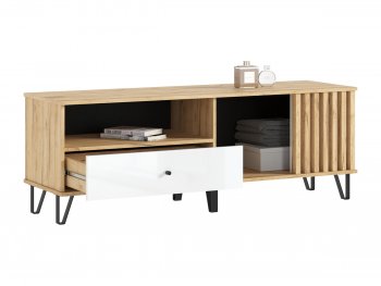 Тумба ТВ (1500) Роджина крафт/белый (Миф) в Екатеринбурге - mebel-e96.ru