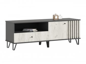 Тумба ТВ (1500) Роджина крафт белый/графит (Миф) в Екатеринбурге - mebel-e96.ru