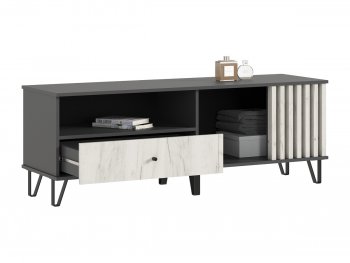 Тумба ТВ (1500) Роджина крафт белый/графит (Миф) в Екатеринбурге - mebel-e96.ru