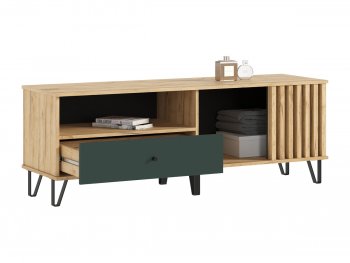 Тумба ТВ (1500) Роджина крафт/изумрудный (Миф) в Екатеринбурге - mebel-e96.ru