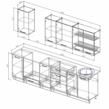 Кухонный гарнитур Крафт 2800 мм в Екатеринбурге - mebel-e96.ru