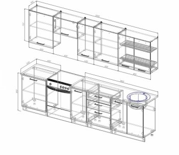 Кухонный гарнитур Руанда 3000 мм в Екатеринбурге - mebel-e96.ru