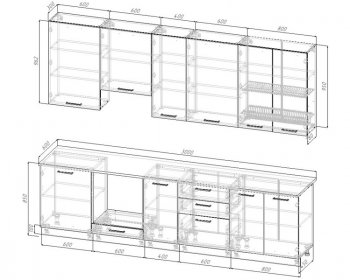 Кухонный гарнитур высокий Смоки 3000 мм МДФ в Екатеринбурге - mebel-e96.ru