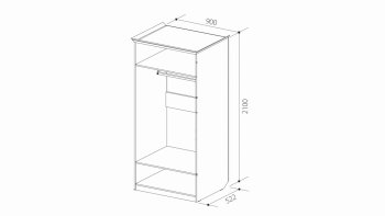 Шкаф 900 мм 2х дверный для платья ШиК-2 (Уголок Школьника 2) в Екатеринбурге - mebel-e96.ru
