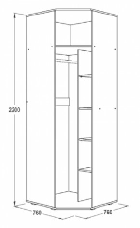 Шкаф 1-но дверный угловой Ольга-14 (760*760) в Екатеринбурге - mebel-e96.ru