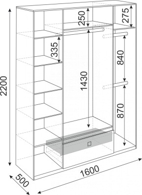 Шкаф 4-х створчатый Глэдис 1600 (модуль 24) в Екатеринбурге - mebel-e96.ru