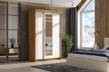 Шкаф-купе ШКП-7 1300 мм золотой/белый (СВ) в Екатеринбурге - mebel-e96.ru