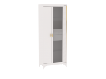 Пенал со стеклом широкий NEW Сиде Белый (СБК) в Екатеринбурге - mebel-e96.ru