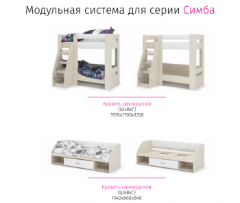 Набор детской мебели Симба дуб-белый глянец (СтендМ) в Екатеринбурге - mebel-e96.ru