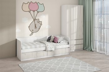 Кровать Соната 900 белый/крафт белый (Зарон) в Екатеринбурге - mebel-e96.ru