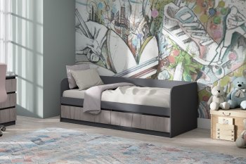 Кровать Соната 900 графит/крафт серый (Зарон) в Екатеринбурге - mebel-e96.ru