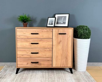 Комод-Тумба (1дв,4ящ) SVETLANA LOFT, дуб золотой (Генезис) в Екатеринбурге - mebel-e96.ru