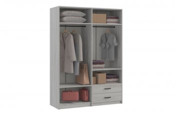 Шкаф 1500 мм  4-х ств. с зеркалом 2 ящ. SVETLANA LOFT, сосна белая (Генезис) в Екатеринбурге - mebel-e96.ru