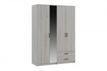 Шкаф 1500 мм  4-х ств. с зеркалом 2 ящ. SVETLANA LOFT, сосна белая (Генезис) в Екатеринбурге - mebel-e96.ru