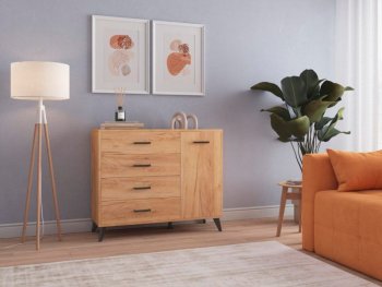 Комод-Тумба (1дв,4ящ) SVETLANA LOFT, дуб золотой (Генезис) в Екатеринбурге - mebel-e96.ru