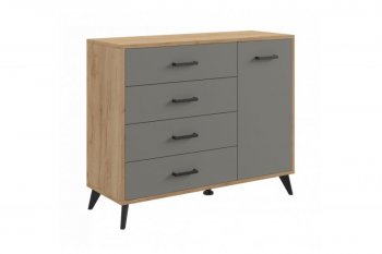 Комод-Тумба (1дв,4ящ) SVETLANA LOFT, дуб золотой/серый (Генезис) в Екатеринбурге - mebel-e96.ru