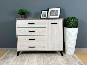 Комод-Тумба (1дв,4ящ) SVETLANA LOFT, сосна белая (Генезис) в Екатеринбурге - mebel-e96.ru